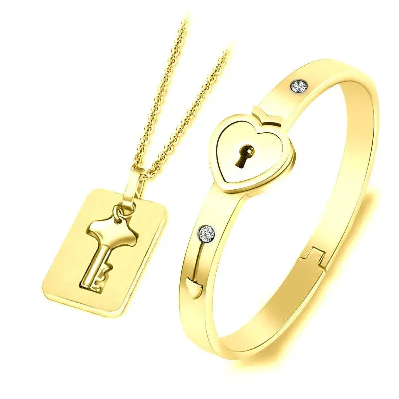 Key To My Heart - Lock and Key Bracelet Necklace Set